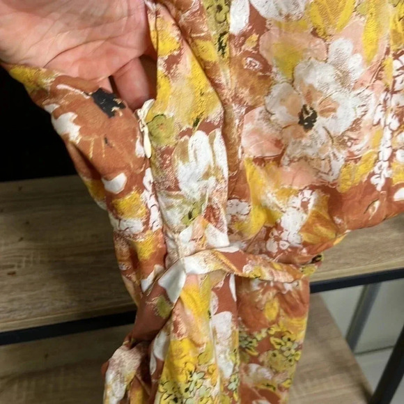 Free People tie waist mini dress in cocoa floral size XS - Picture 10 of 10
